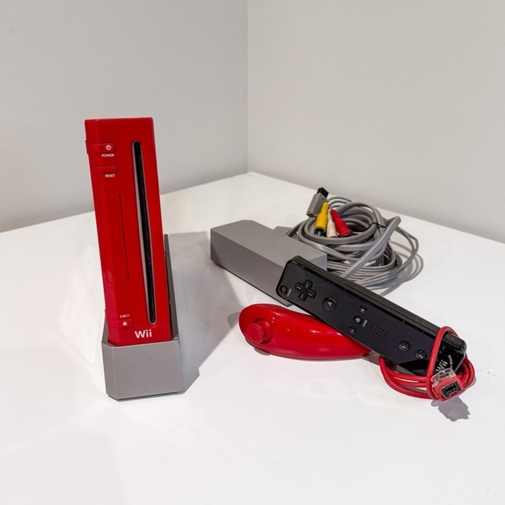 Red Nintendo Wii Console Bundle RVL-001 w/ Controller, Nunchuk, Cables - Tested - Picture 2 of 11